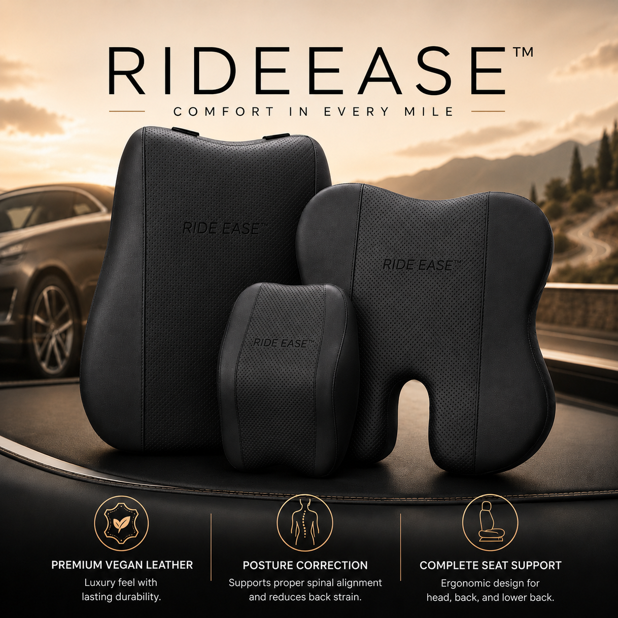 RideEase™ Ergonomic Car Seat Comfort Set