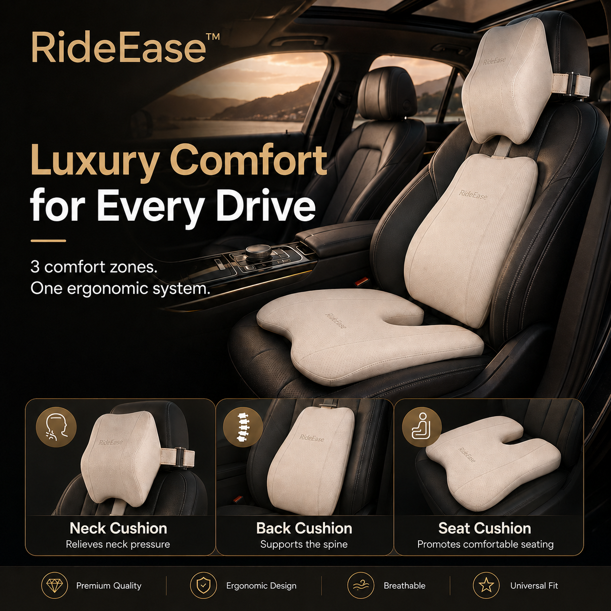 RideEase™ Ergonomic Car Seat Comfort Set